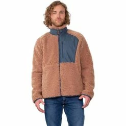 Obermeyer Men's Landry Sherpa Jacket -Blenders Shop fw23 obermeyer menslandrysherpajacket saddle